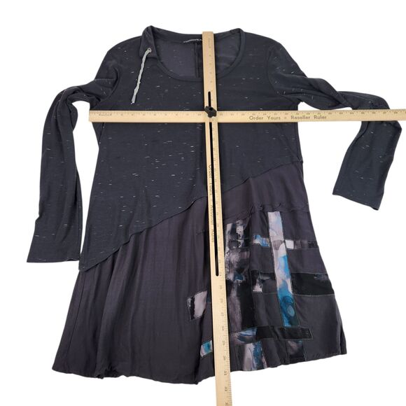 MADO ET LES AUTRES Top Womens 4 Black Long Sleeve Asymmetrical Artsy France - Picture 7 of 12